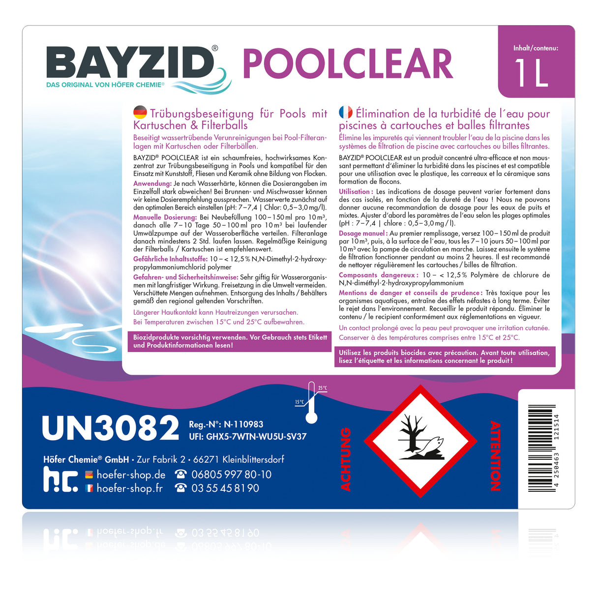 1 L BAYZID® Poolclear élimination de la turbidité