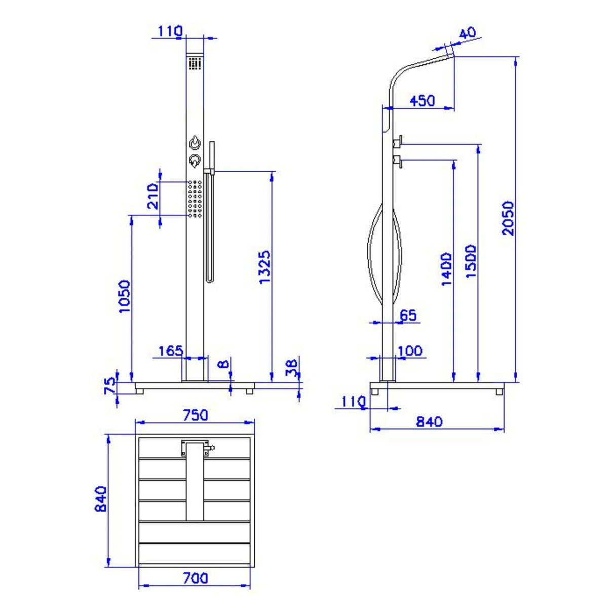 Douche de jardin Helena - Inox V2A avec WPC - IDEAL forêt de chênes