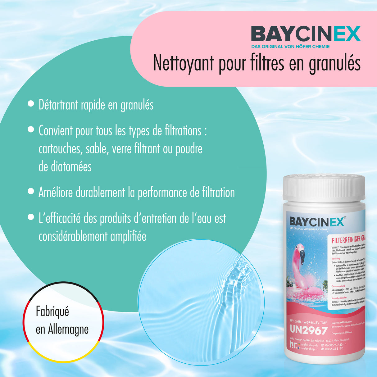 1 kg de granulés BAYCINEX® pour le nettoyage des filtres