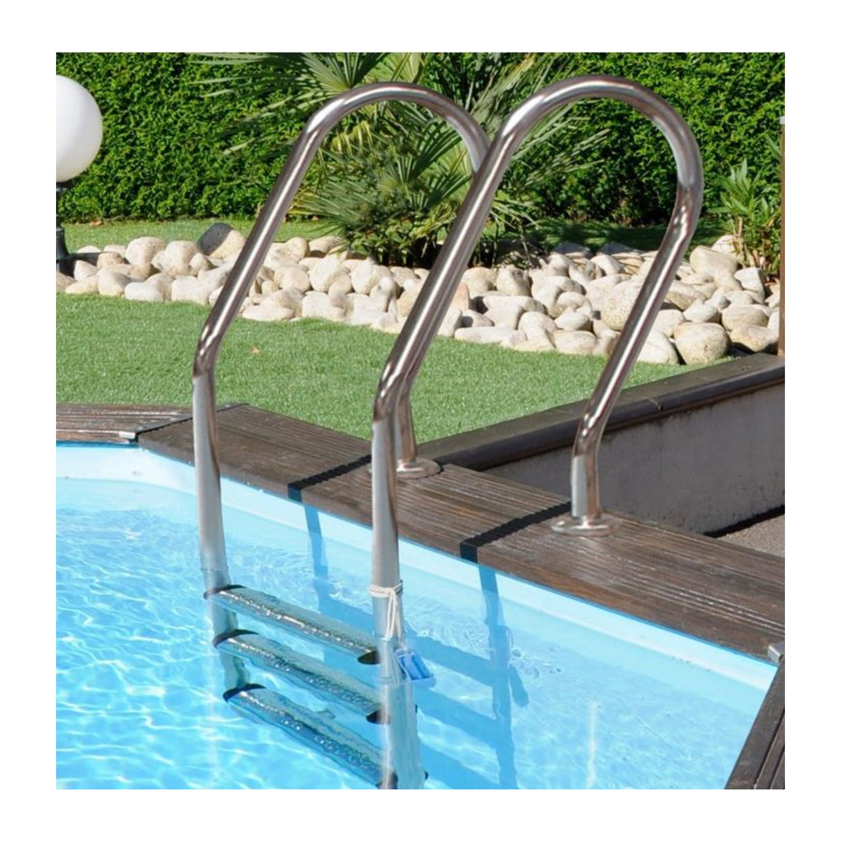 GRE Pool Komplettset aus Echtholz Safran 2 Oval 620 x 395 x 136 cm