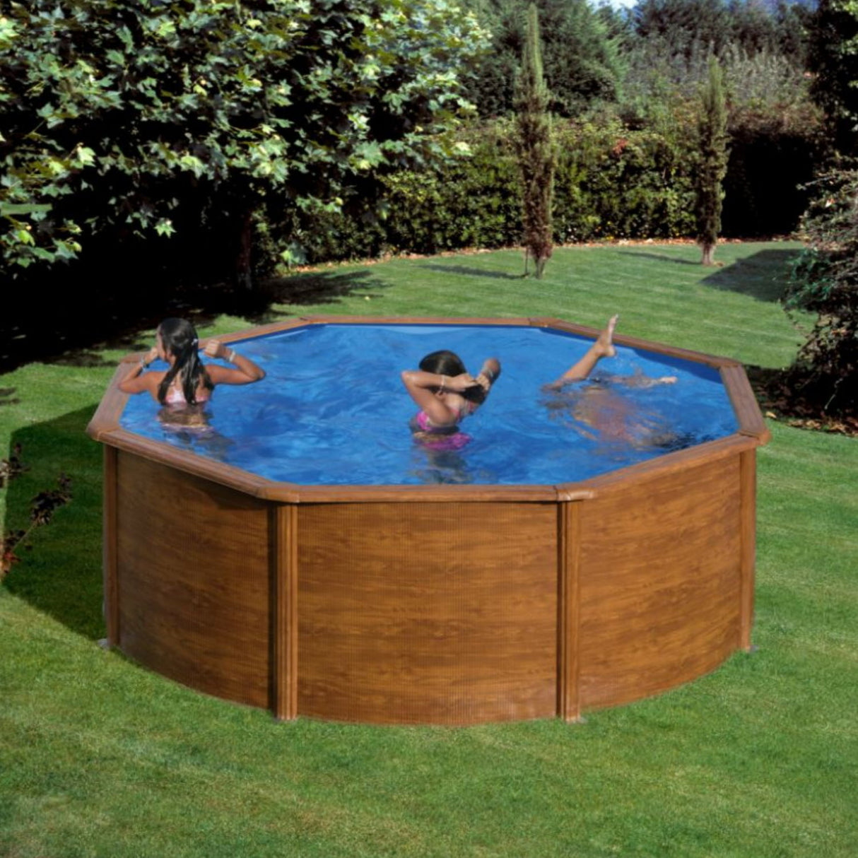 Ensemble piscine ronde GRE aspect bois Pacific II Ø 350 x 120 cm