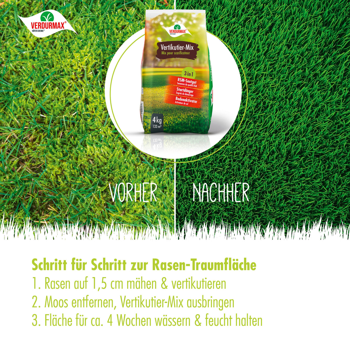 4 kg VERDURMAX® Rasendünger Vertikutier-Mix 3in1