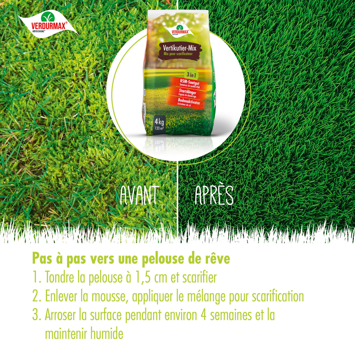 4 kg VERDURMAX® Rasendünger Vertikutier-Mix 3in1