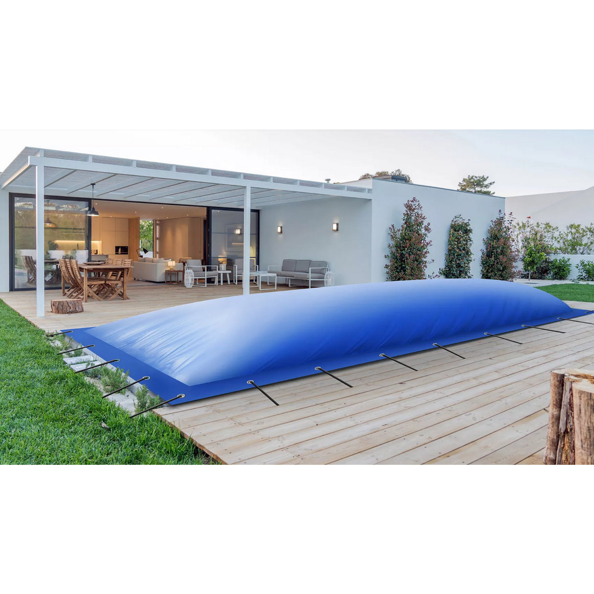 Aufblasbare Poolabdeckung für Rechteckbecken 8,00 x 4,00 m, Blau - B-Ware