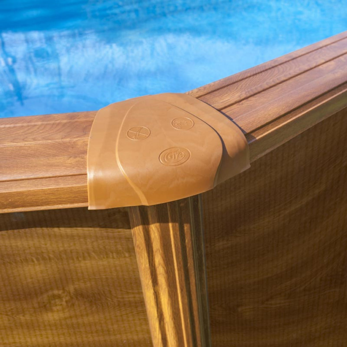 Ensemble piscine ronde GRE aspect bois Maurice Ø 350 x 132 cm