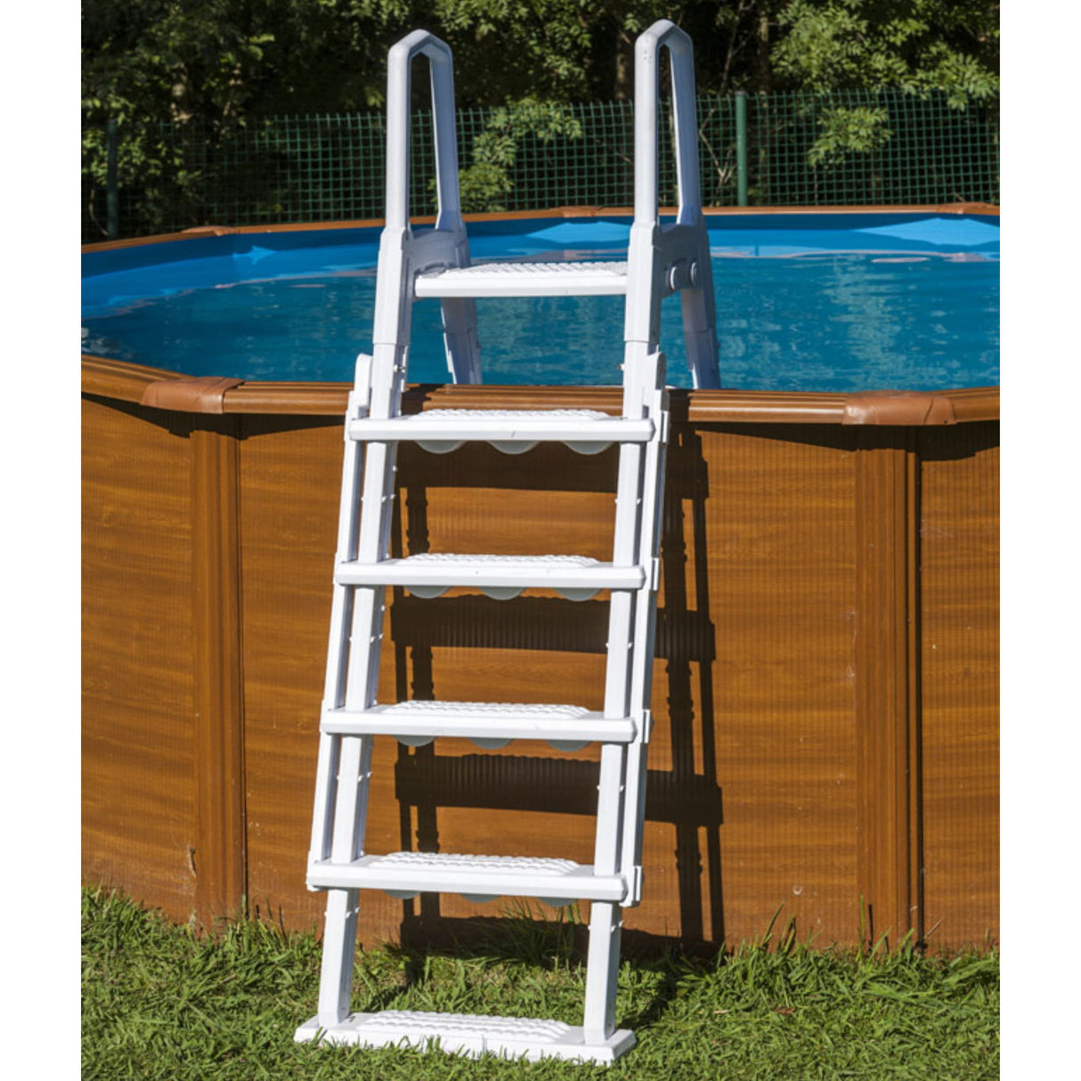 Échelle de sécurité GRE Premium en PEHD pour piscines hors sol - pour hauteurs de piscine 120 cm - 132 cm - Stock B