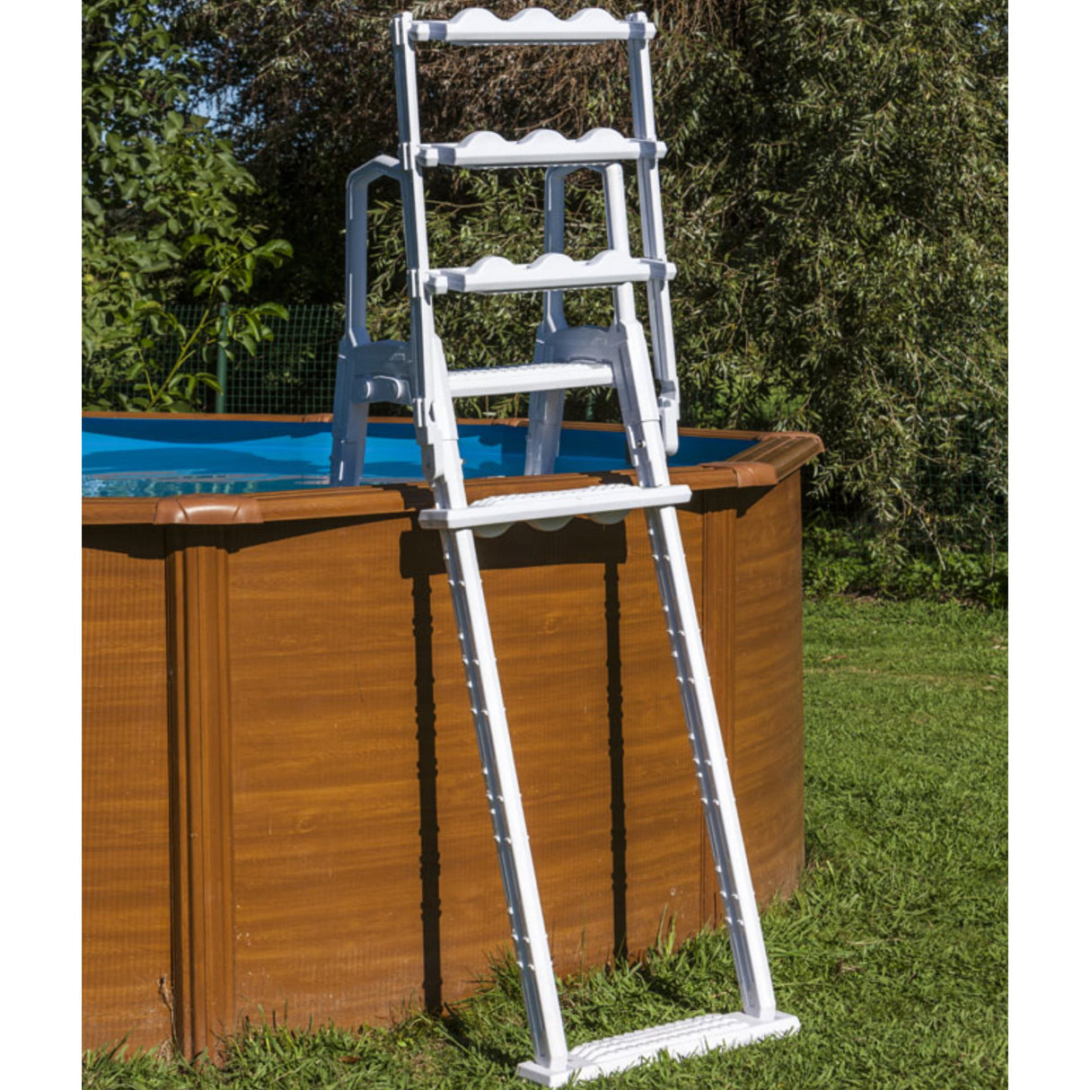 Échelle de sécurité GRE Premium en PEHD pour piscines hors sol - pour hauteurs de piscine 120 cm - 132 cm - Stock B