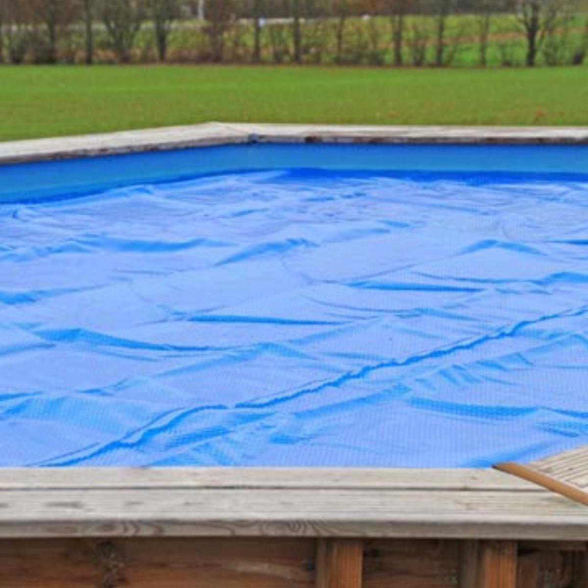Couverture solaire GRE 400µm pour piscine rectangulaire en bois véritable Citron