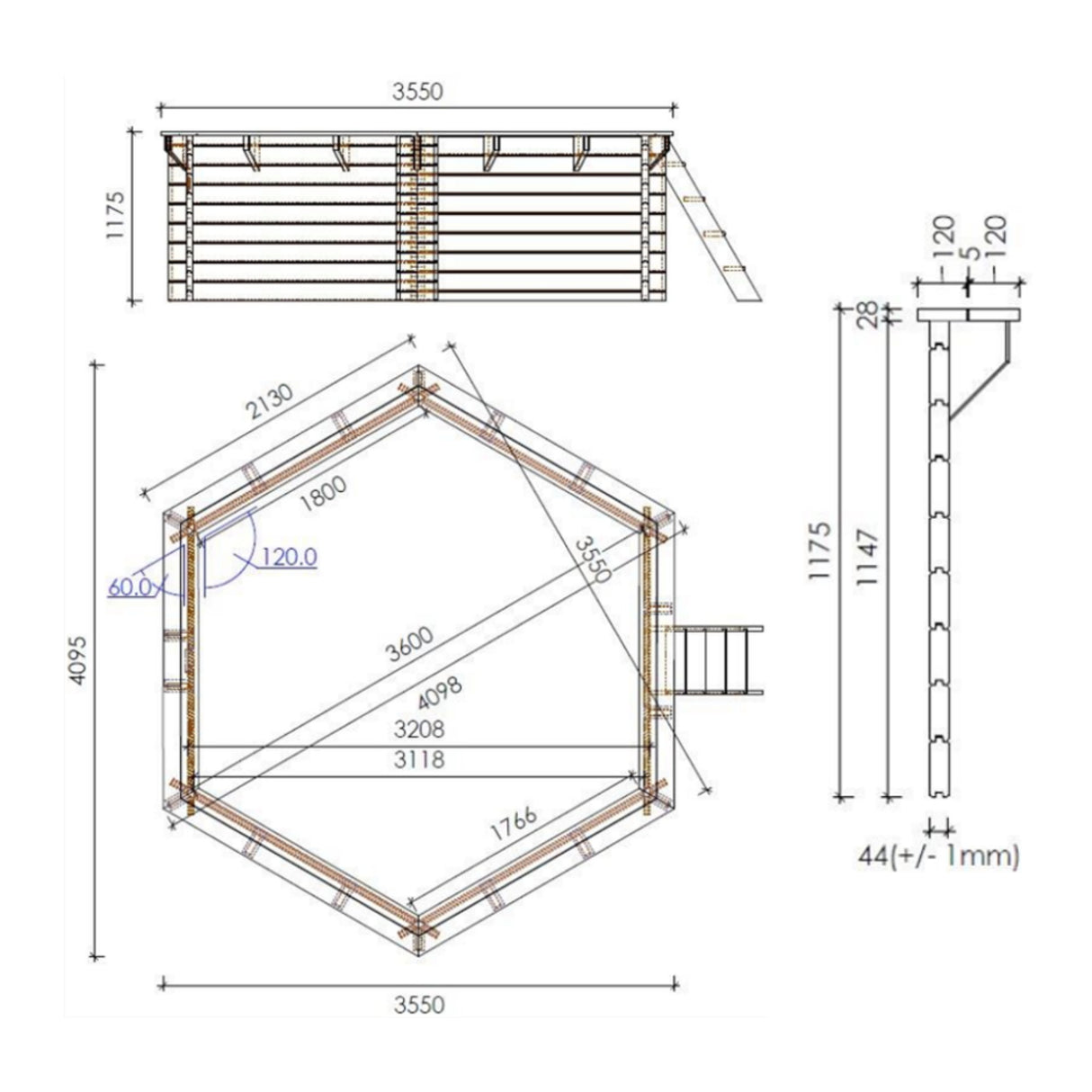 Ensemble de piscine en bois OKU EMOTION-FUN rond 410 cm - hauteur 118 cm