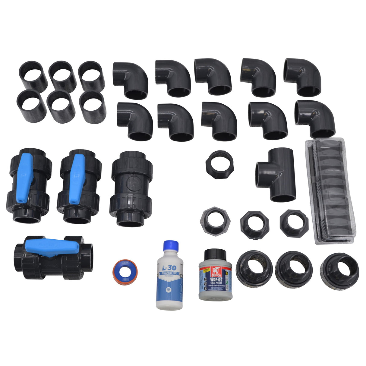 PVC-Anschlussset für 1 Skimmer und 2 Einlaufdüsen Ø 50 mm