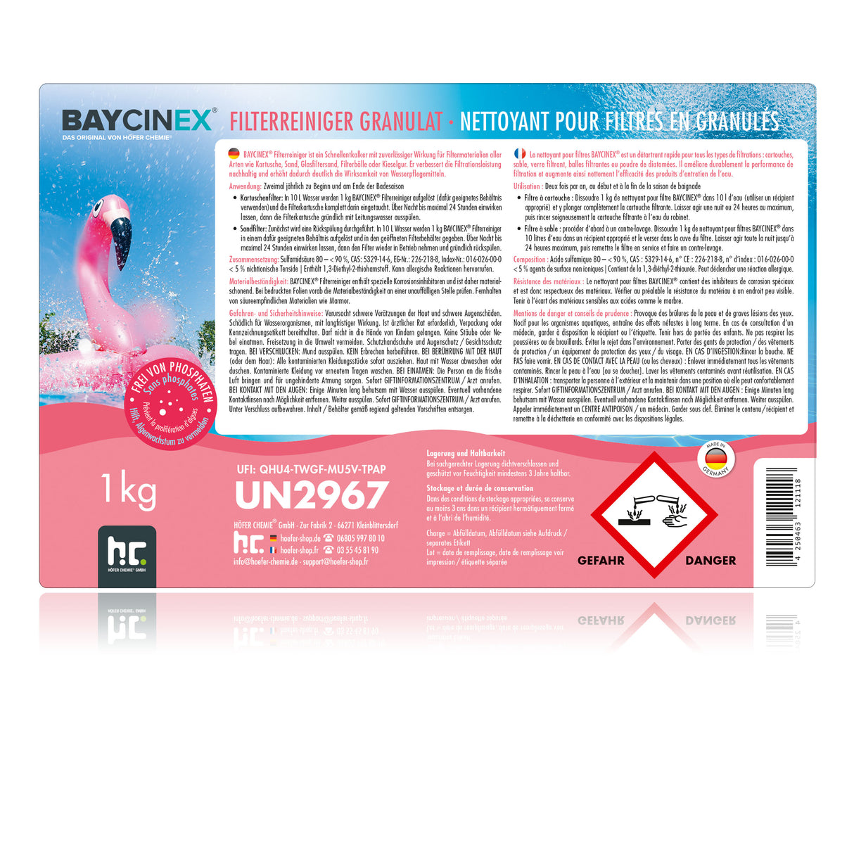 1 kg de granulés BAYCINEX® pour le nettoyage des filtres