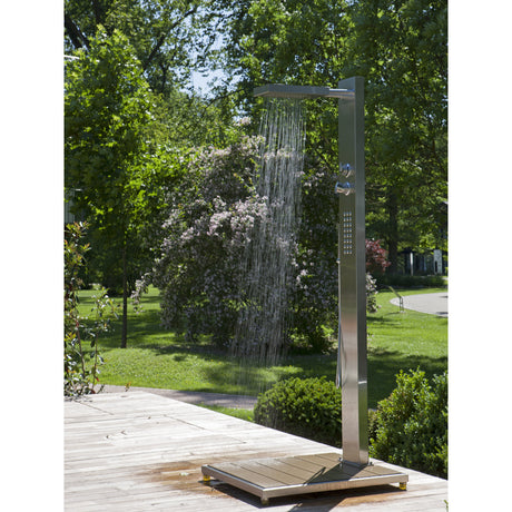 Douche de jardin Elba - Inox V2A avec WPC - IDEAL forêt de chênes