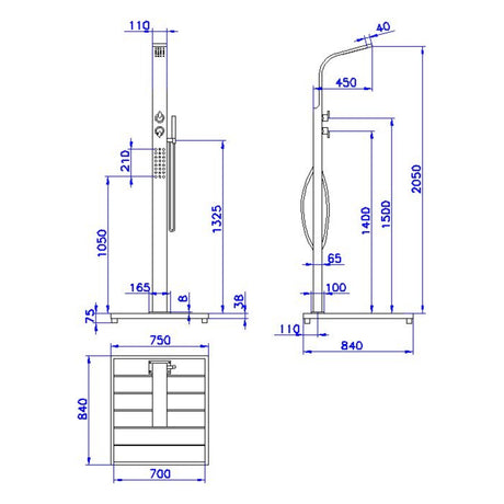 Douche de jardin Helena - Inox V2A avec WPC - IDEAL forêt de chênes
