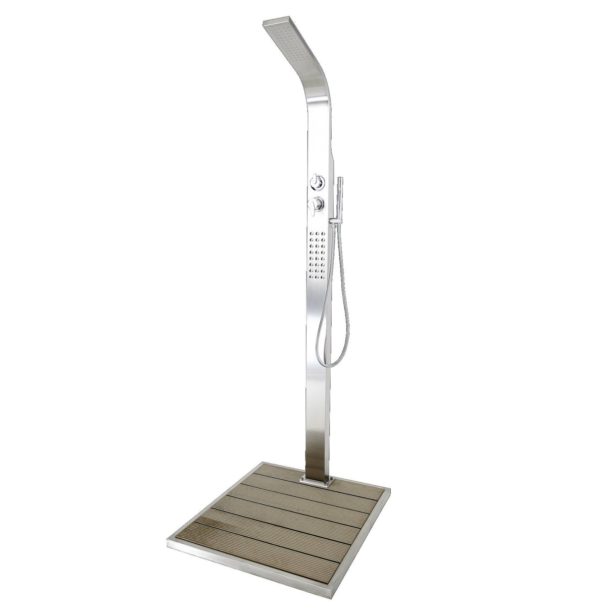 Douche de jardin Helena - Inox V2A avec WPC - IDEAL forêt de chênes