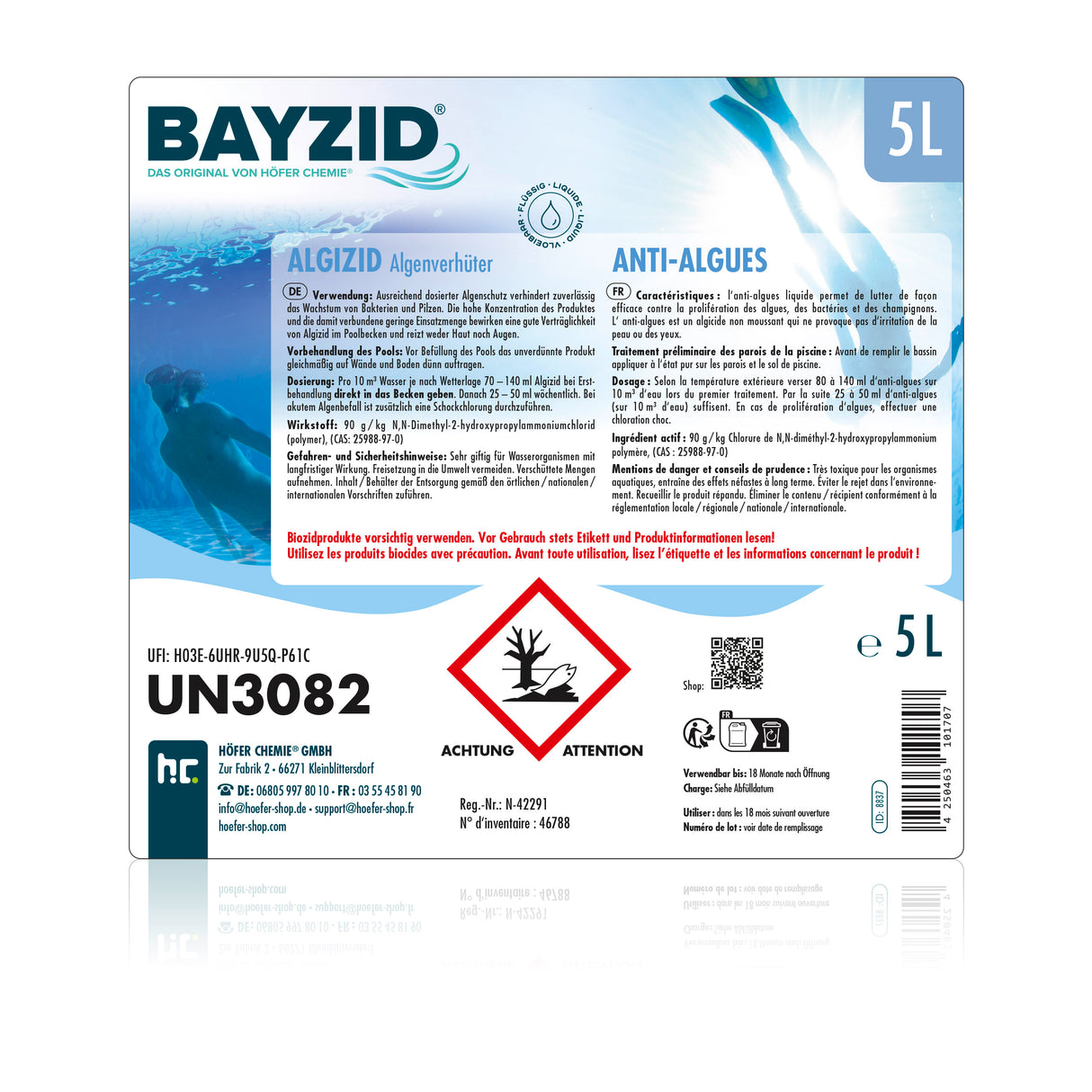5 L BAYZID® Algicide Prévention des algues