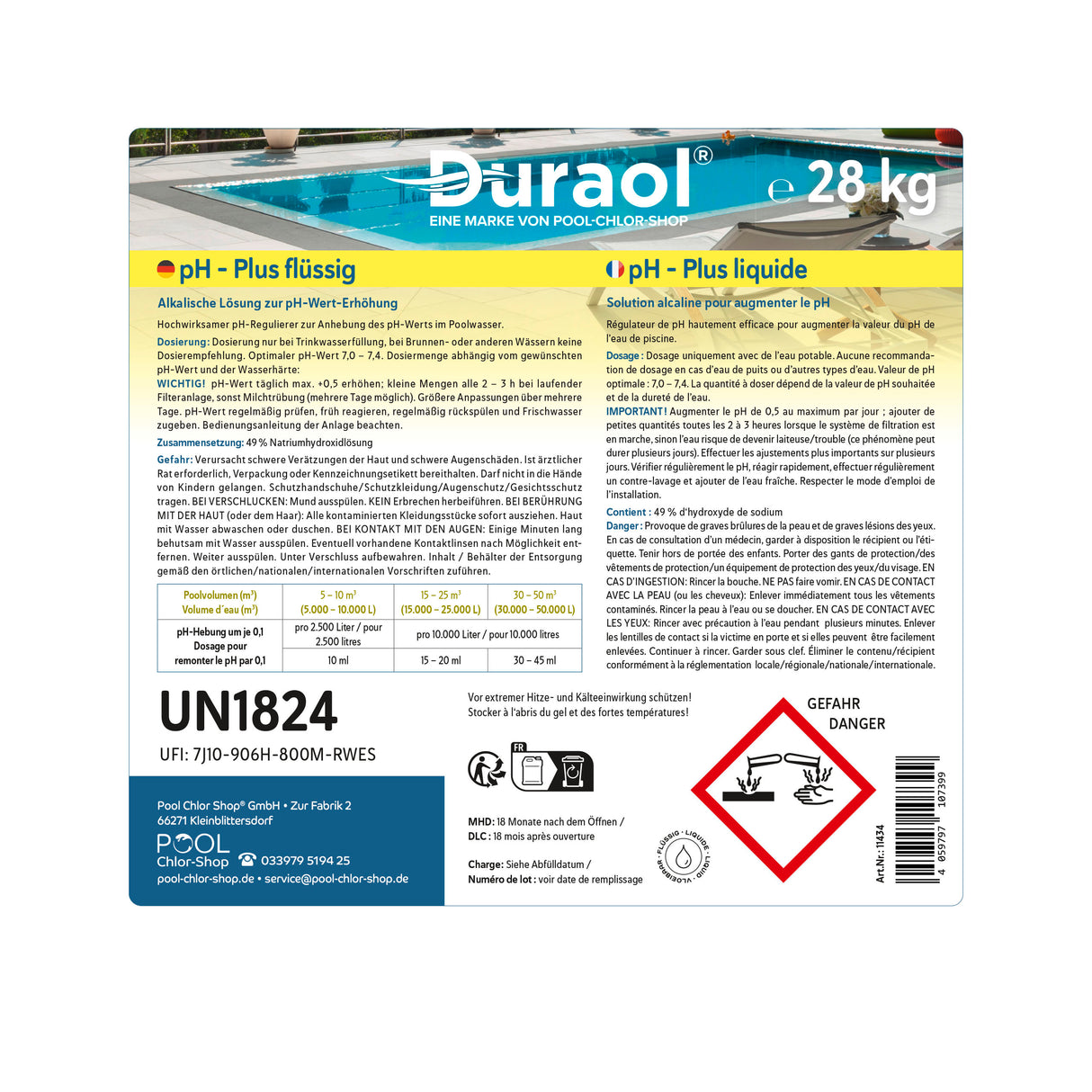 28 kg Duraol® Rehausseur de pH liquide