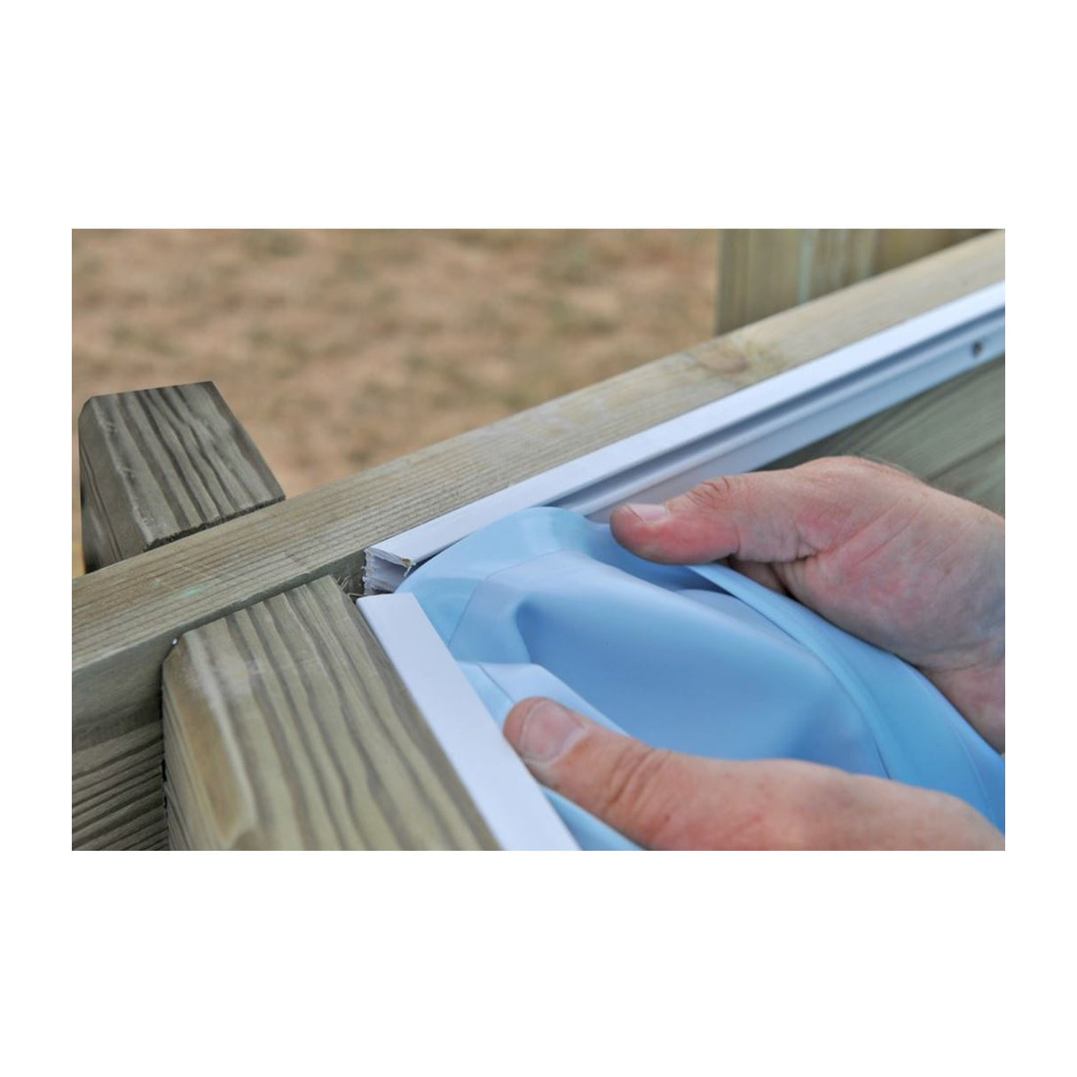 GRE Pool Komplettset aus Echtholz Carra Quadrat 305 x 305 x 119 cm