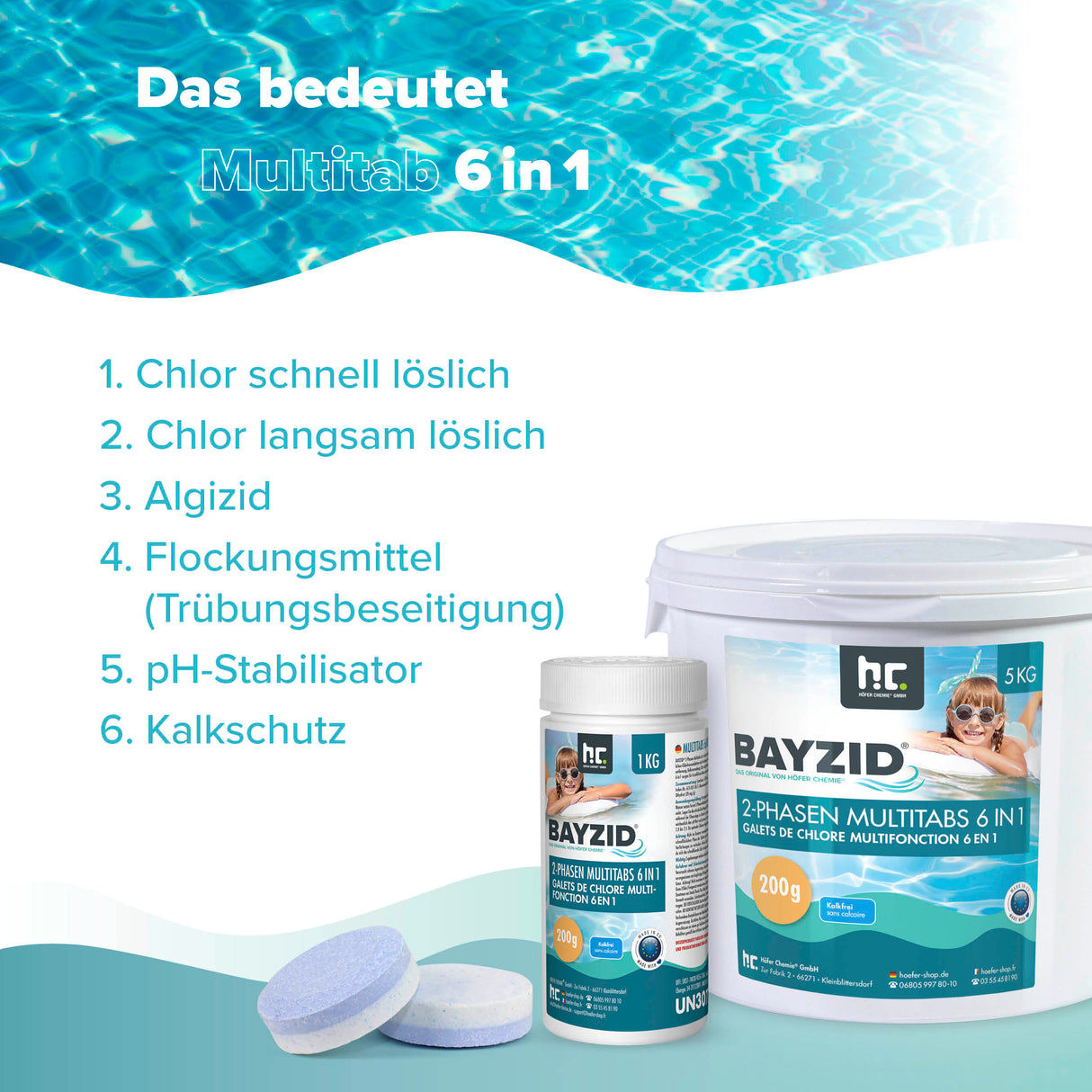 5 kg BAYZID® Multitabs à 2 phases 6in1, 200g