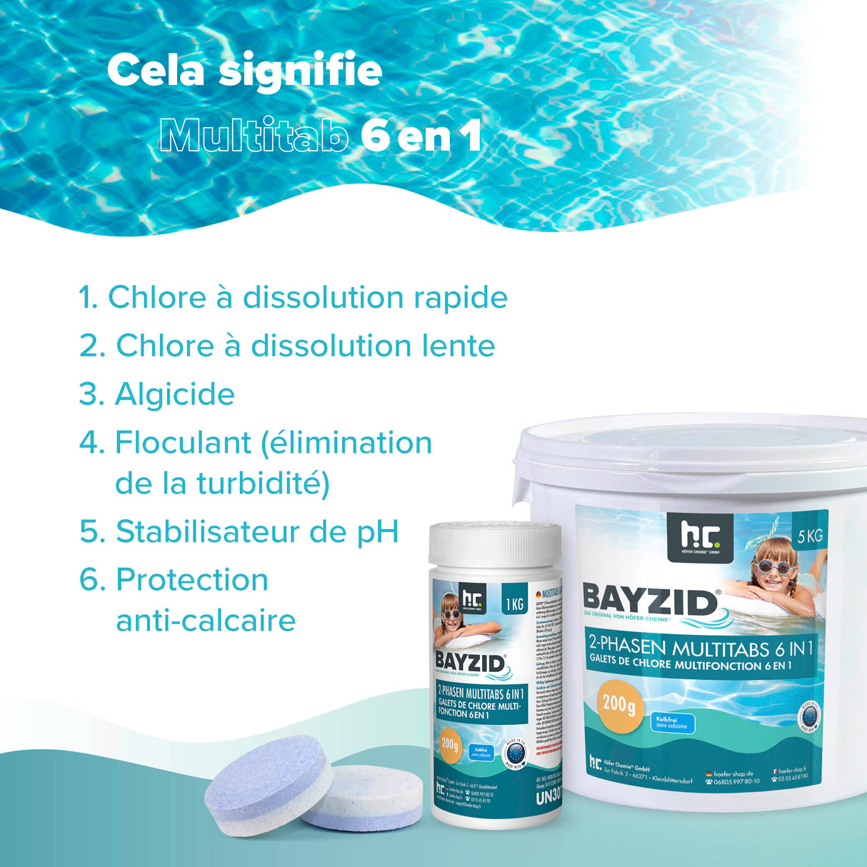5 kg BAYZID® Multitabs à 2 phases 6in1, 200g