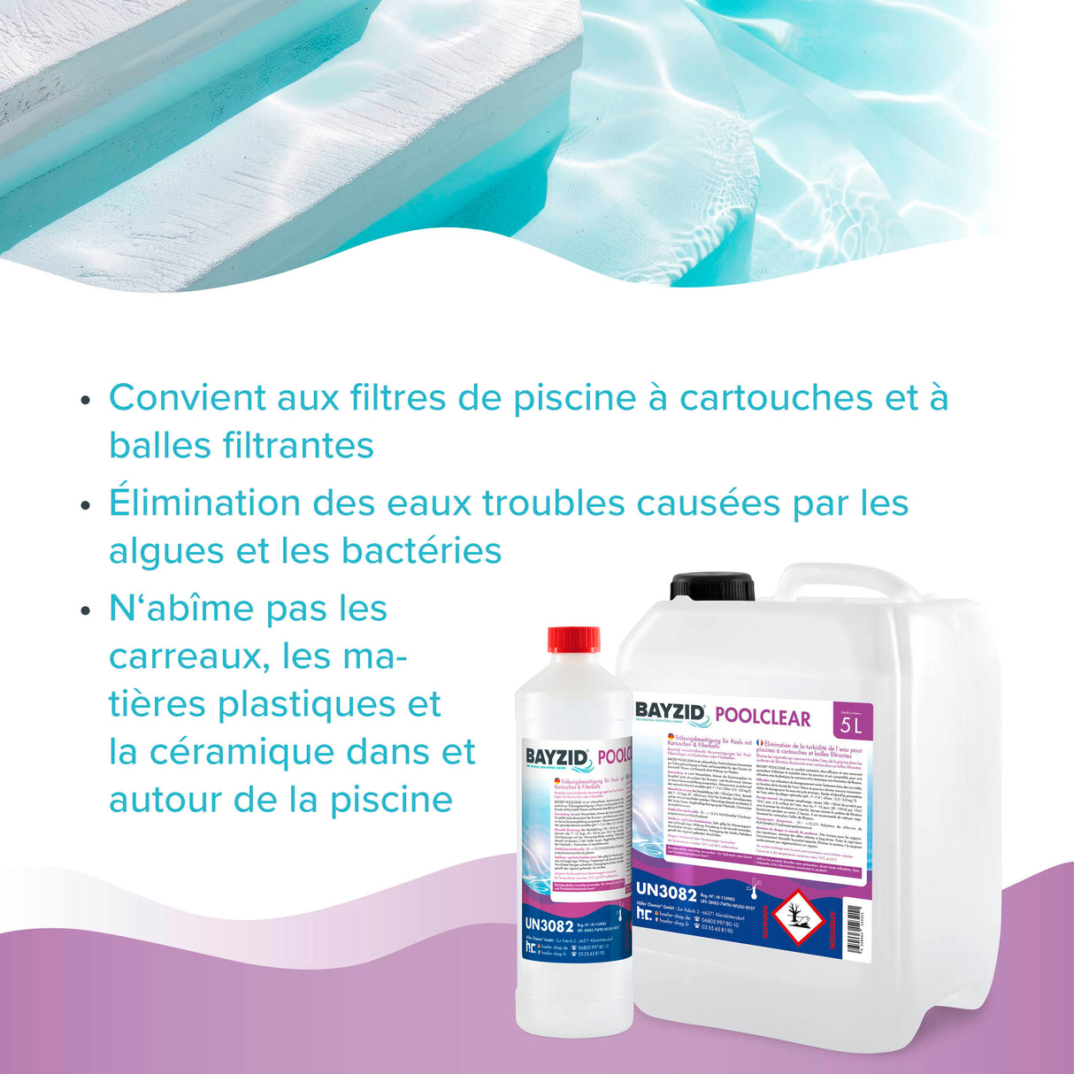 1 L BAYZID® Poolclear élimination de la turbidité