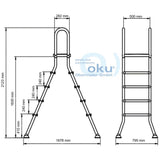 Echelle haute de piscine HIGHLIGHT 150/150 - 2 x 5 marches Inox V2A