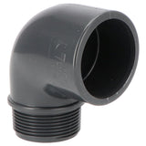 Angle PVC-U 90° 50mm x 1 1/2" manchon adhésif x filetage extérieur