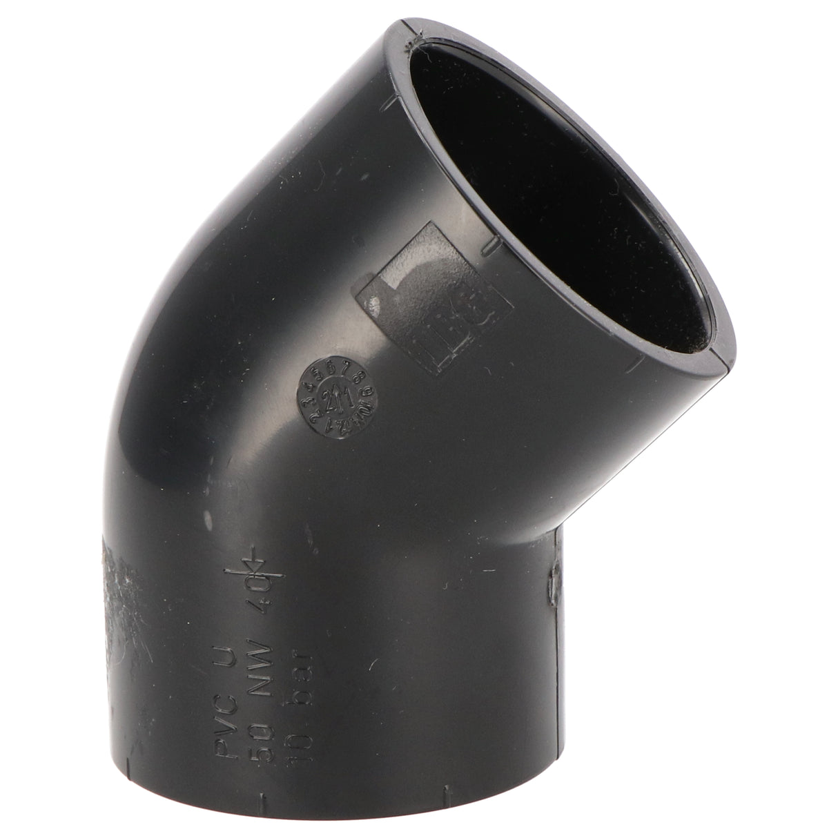 PVC Winkel 45° mit Klebemuffe Ø 50mm schwarz für Solarsysteme