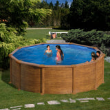 Ensemble piscine ronde GRE aspect bois Maurice Ø 350 x 132 cm 