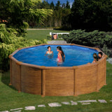 Ensemble piscine ronde GRE aspect bois Maurice Ø 460 x 132 cm 
