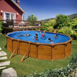 GRE Ovalformbeckenset Holzoptik Mauritius 610 x 375 x 132 cm
