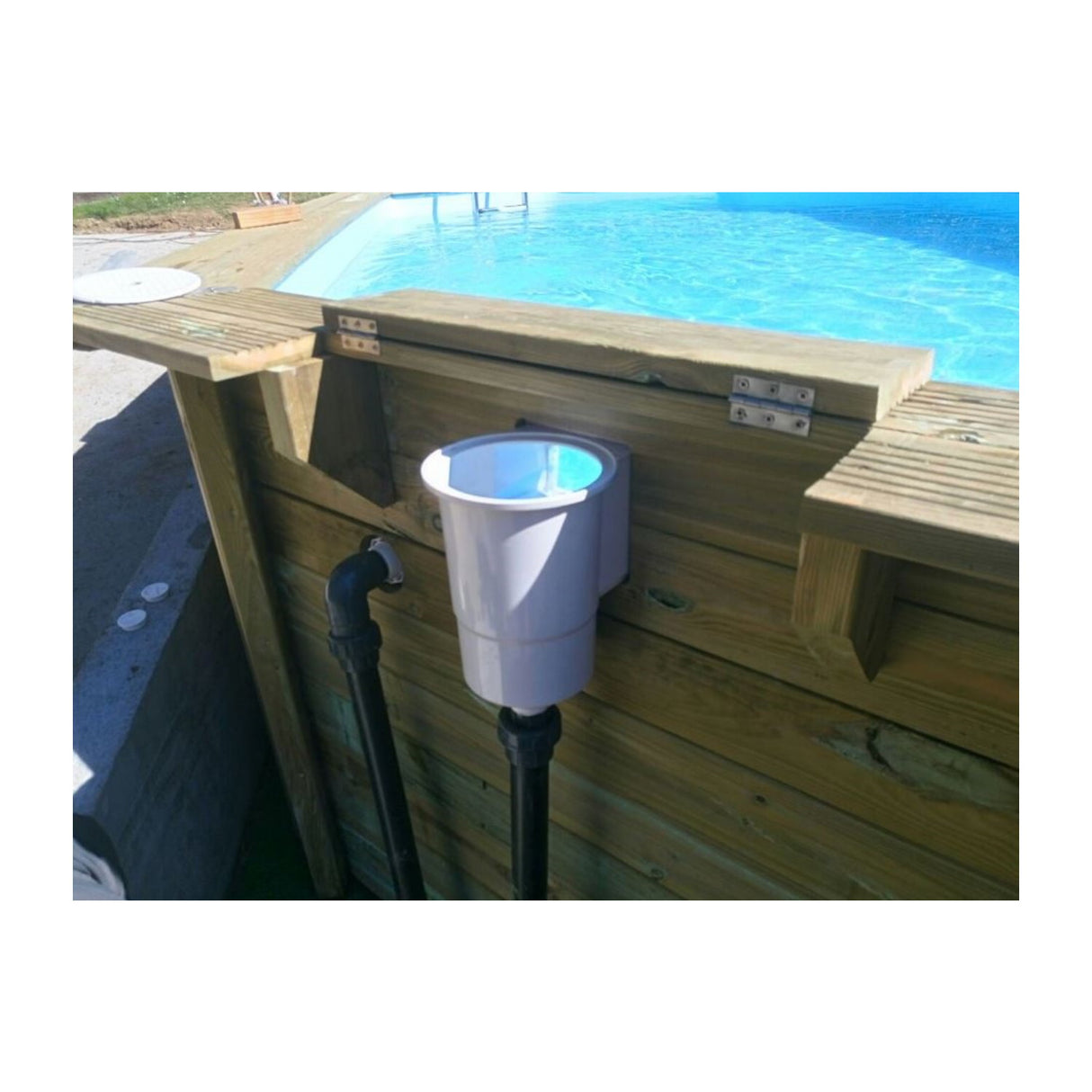 GRE Pool Komplettset aus Echtholz Safran 2 Oval 620 x 395 x 136 cm