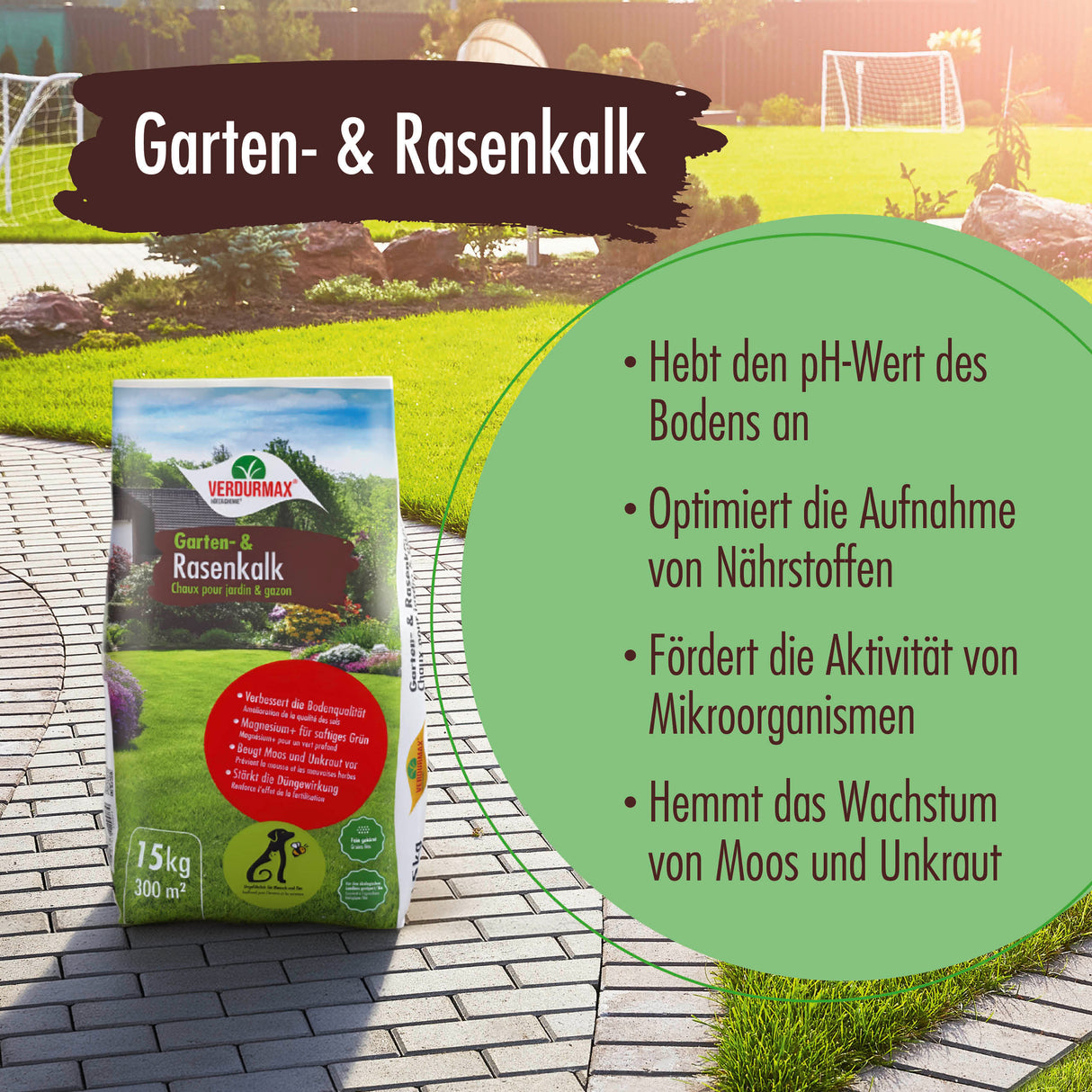15 kg VERDURMAX® Chaux pour jardin et gazon 