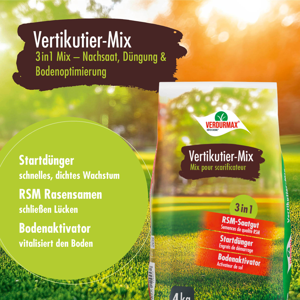 4 kg VERDURMAX® Rasendünger Vertikutier-Mix 3in1