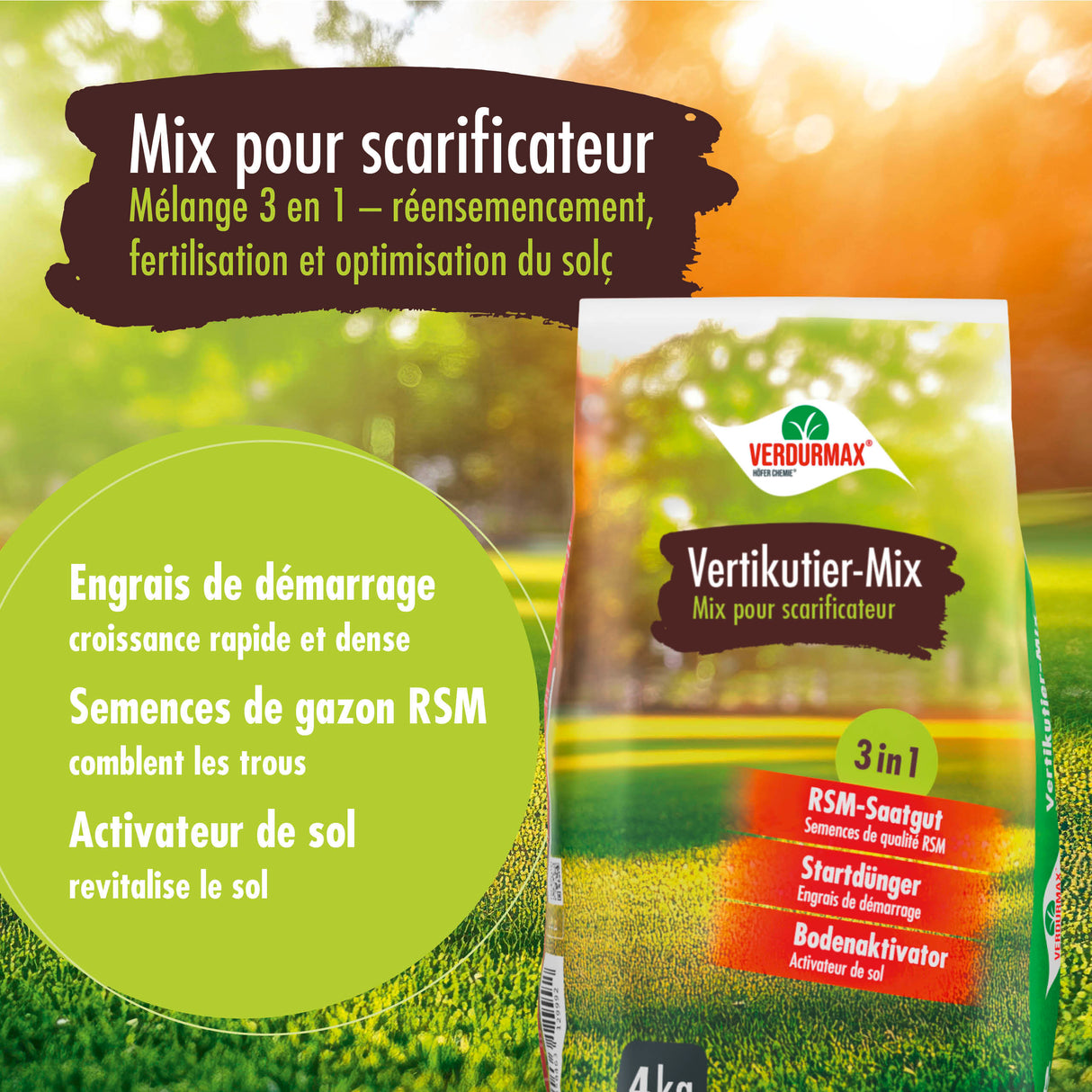 4 kg VERDURMAX® Rasendünger Vertikutier-Mix 3in1
