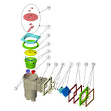 Skimmer encastrable avec ouverture d'aspiration standard - centre du couvercle : 265 mm