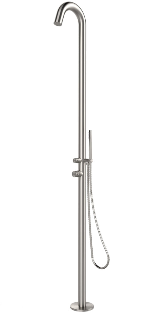 Douche de jardin Sylt - Inox V2A - IDEAL forêt de chênes
