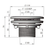 Buse de refoulement multiflux sans grille pour piscines liner, béton et polyester 