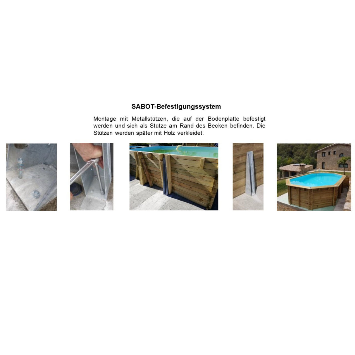 GRE Pool Komplettset aus Echtholz Carra Quadrat 305 x 305 x 119 cm