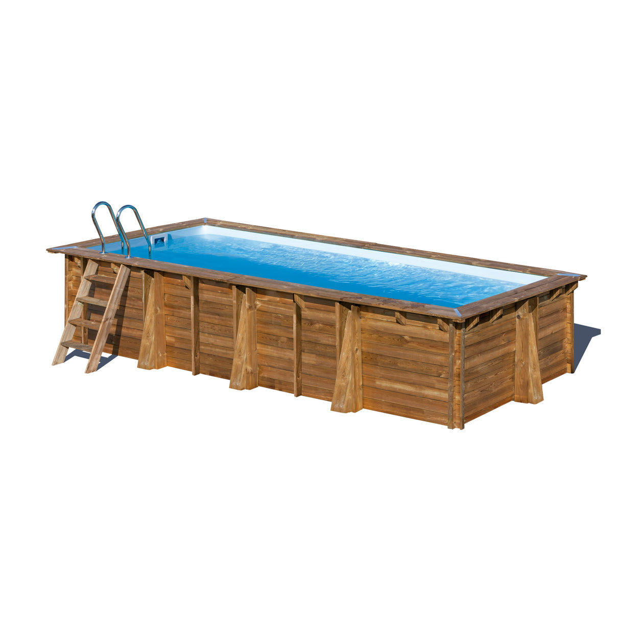 GRE Pool Komplettset aus Echtholz Papaya Rechteck 520 x 320 x 133 cm