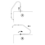Articulation basculante pour échelles standards avec longeron de 43 mm avec fixation par bride