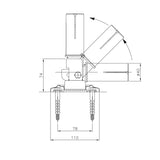 Articulation basculante pour échelles standards avec longeron de 43 mm avec fixation par bride