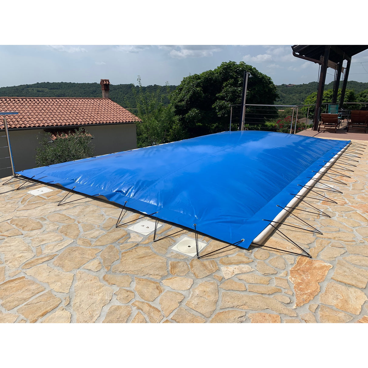Aufblasbare Poolabdeckung für Rechteckbecken 8,00 x 4,00 m, Blau - B-Ware