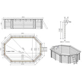 Ensemble piscine en bois OKU EMOTION-FUN ovale 486 cm x 336 cm - hauteur 120 cm
