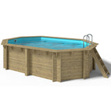 Ensemble piscine en bois OKU EMOTION-FUN ovale 486 cm x 336 cm - hauteur 120 cm