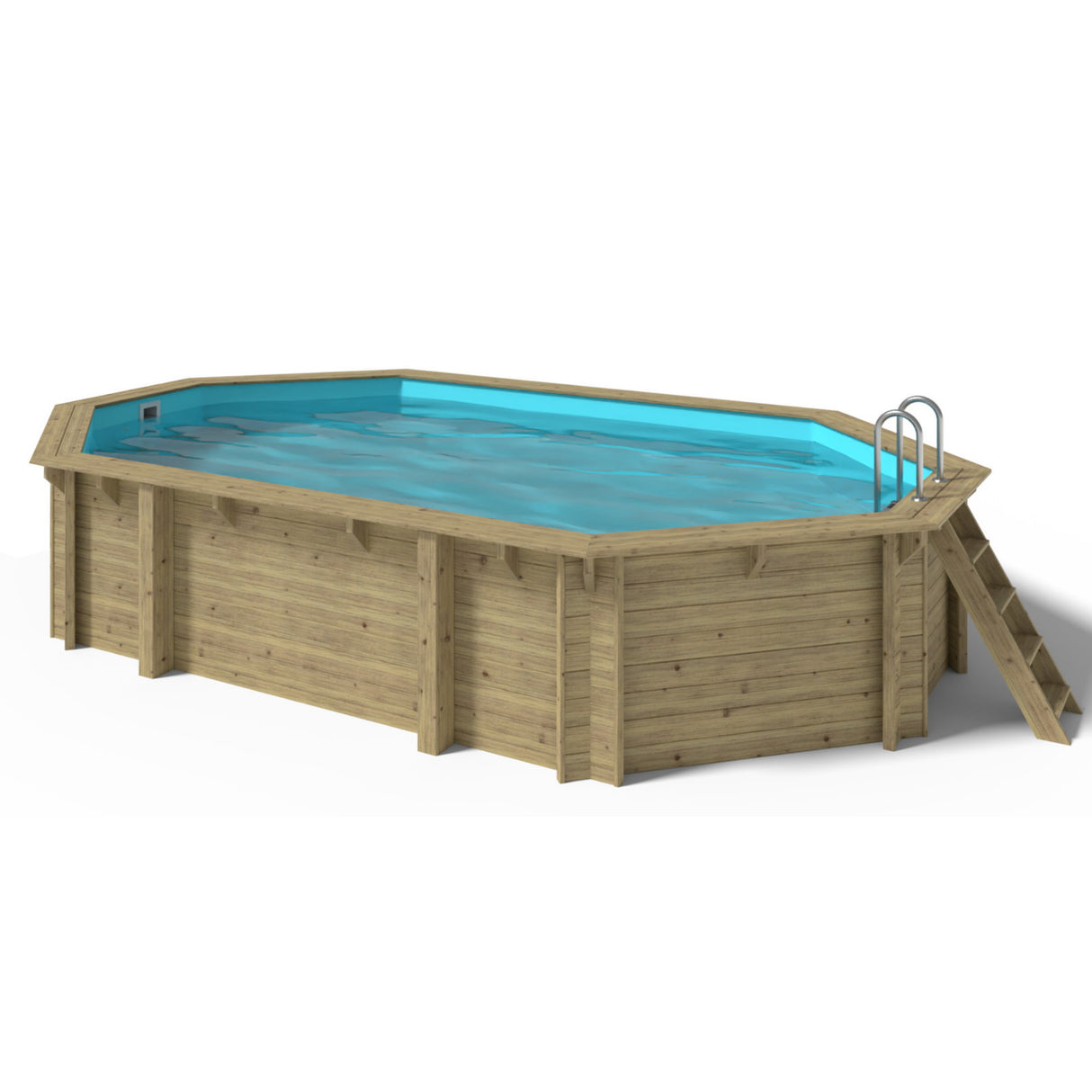 Ensemble piscine en bois OKU EMOTION-FUN ovale 657 cm x 407 cm - hauteur 120 cm