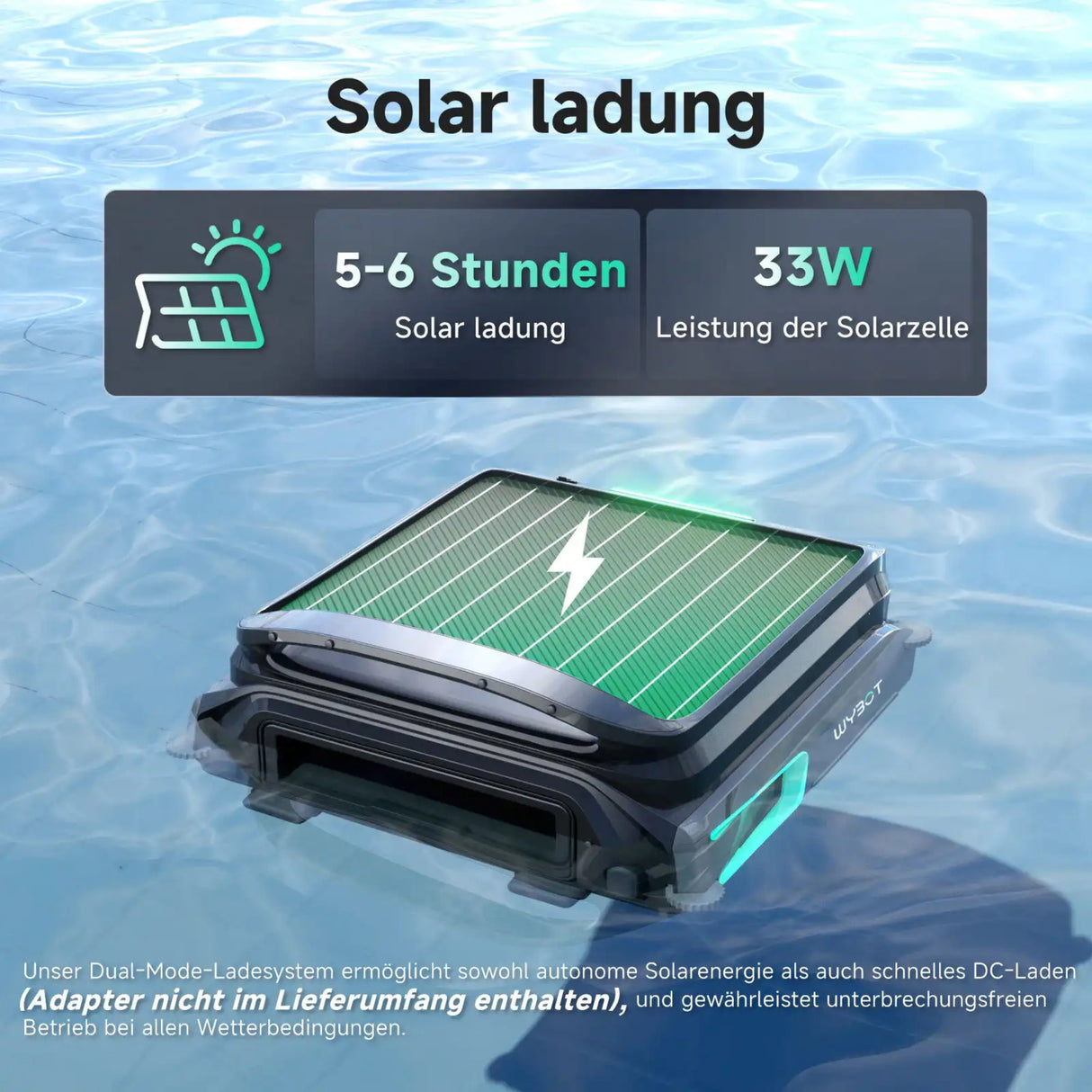 WYBOT F1 - Solar-Skimmer – Kabelloser Pooloberflächen­reiniger mit Akku-Power