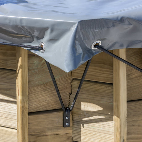 Bâche d'hiver GRE 580g/m² pour piscine ovale en bois véritable Macadamia