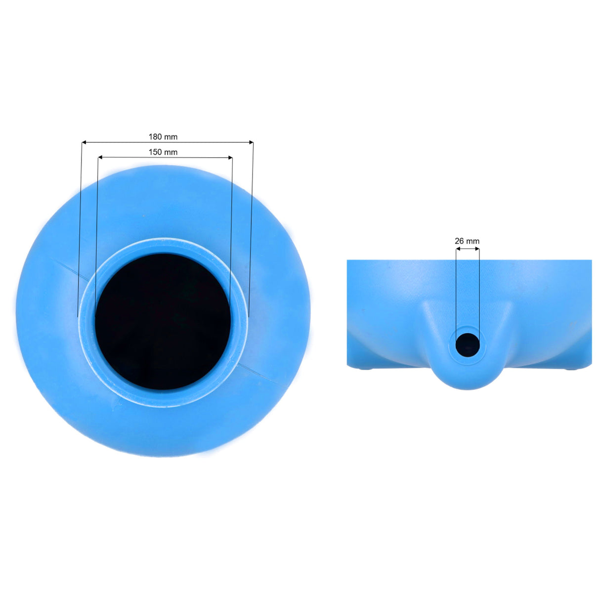 Récipient filtrant Ø 500 mm en bleu pour vanne à montage sur le dessus